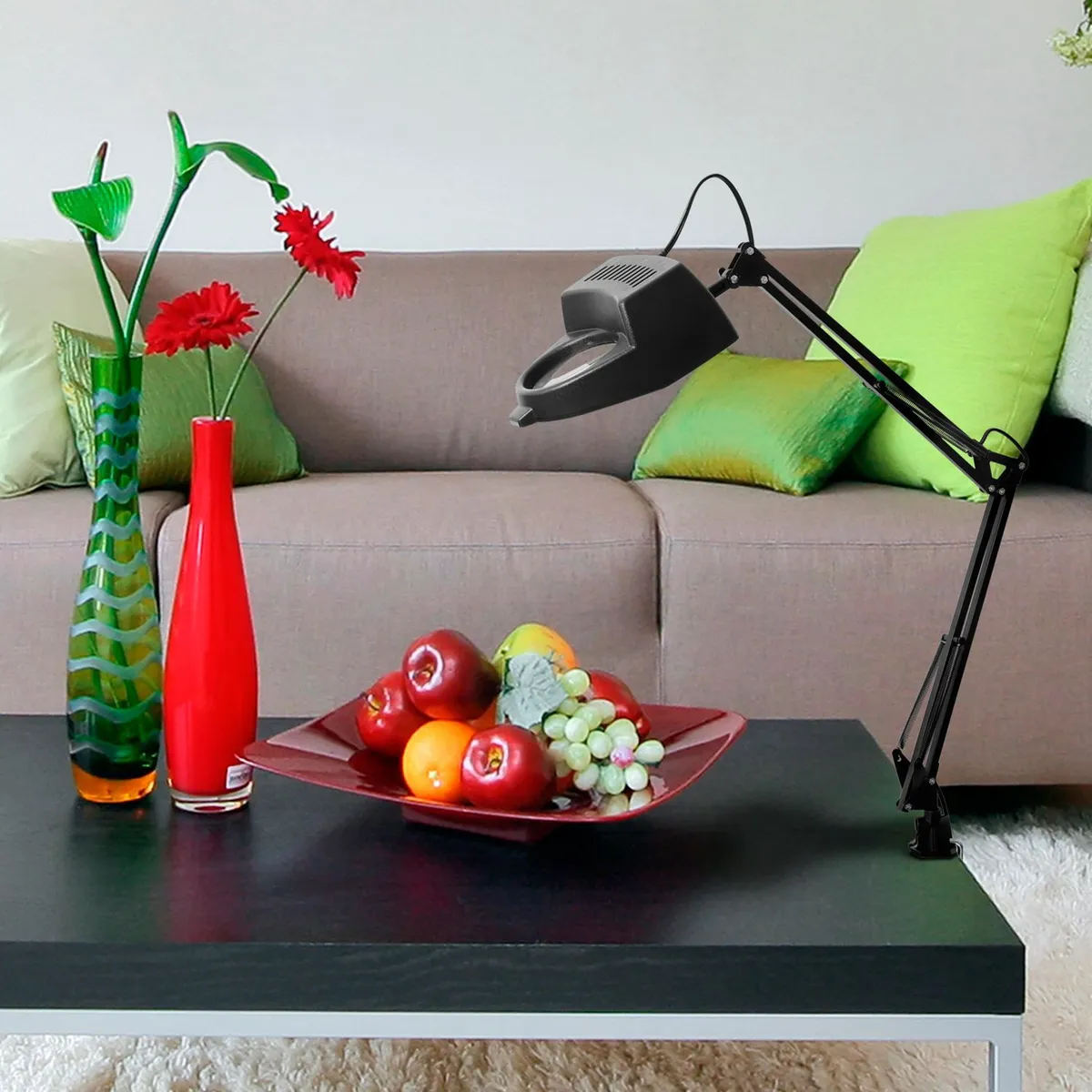 CASA BONITA - Lámpara de Escritorio con Lupa Escualizable Negro 40 W 30x72 cm