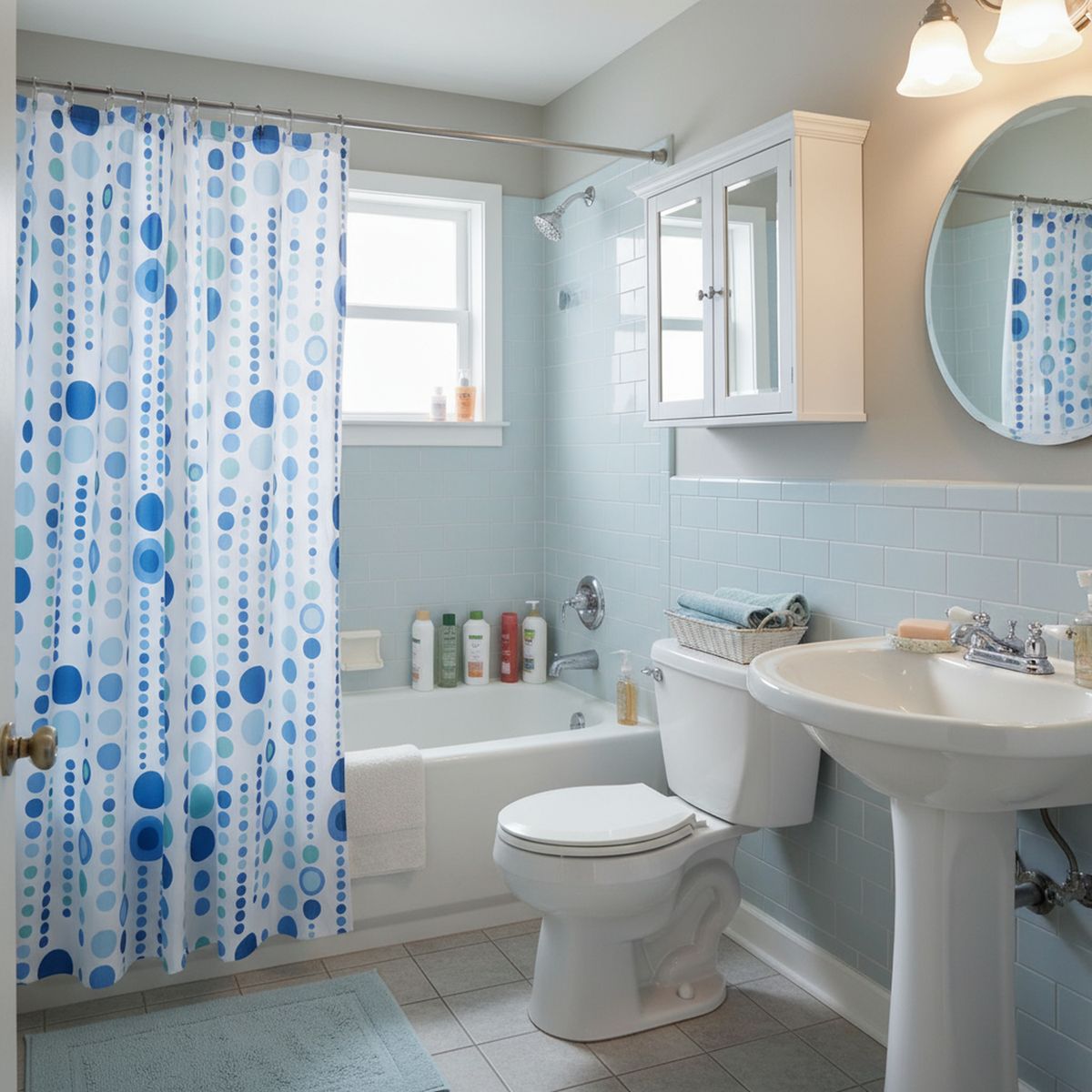 JUST HOME COLLECTION - Cortina de Baño Puntos 180x180cm