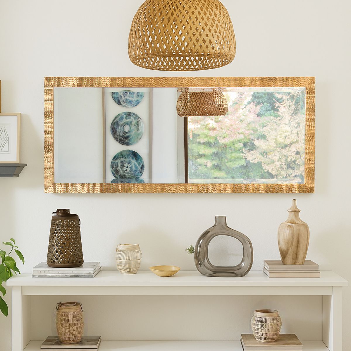 JUST HOME COLLECTION - Espejo Decorativo Rectangular Dorado Lux 50x120cm