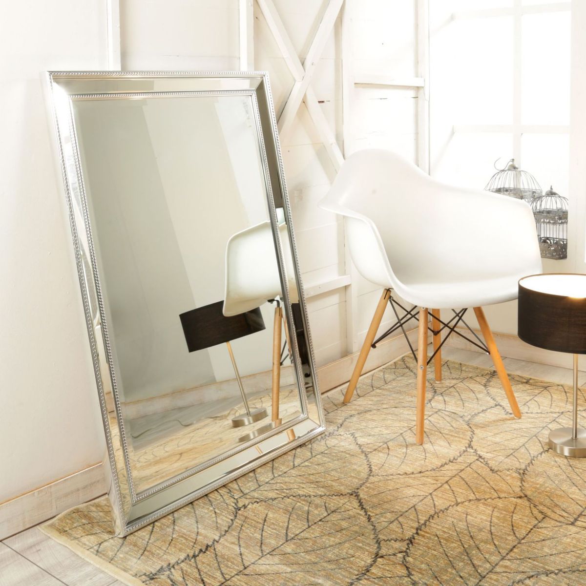 JUST HOME COLLECTION - Espejo Decorativo Rectangular Reflejos Plateado 108x78cm