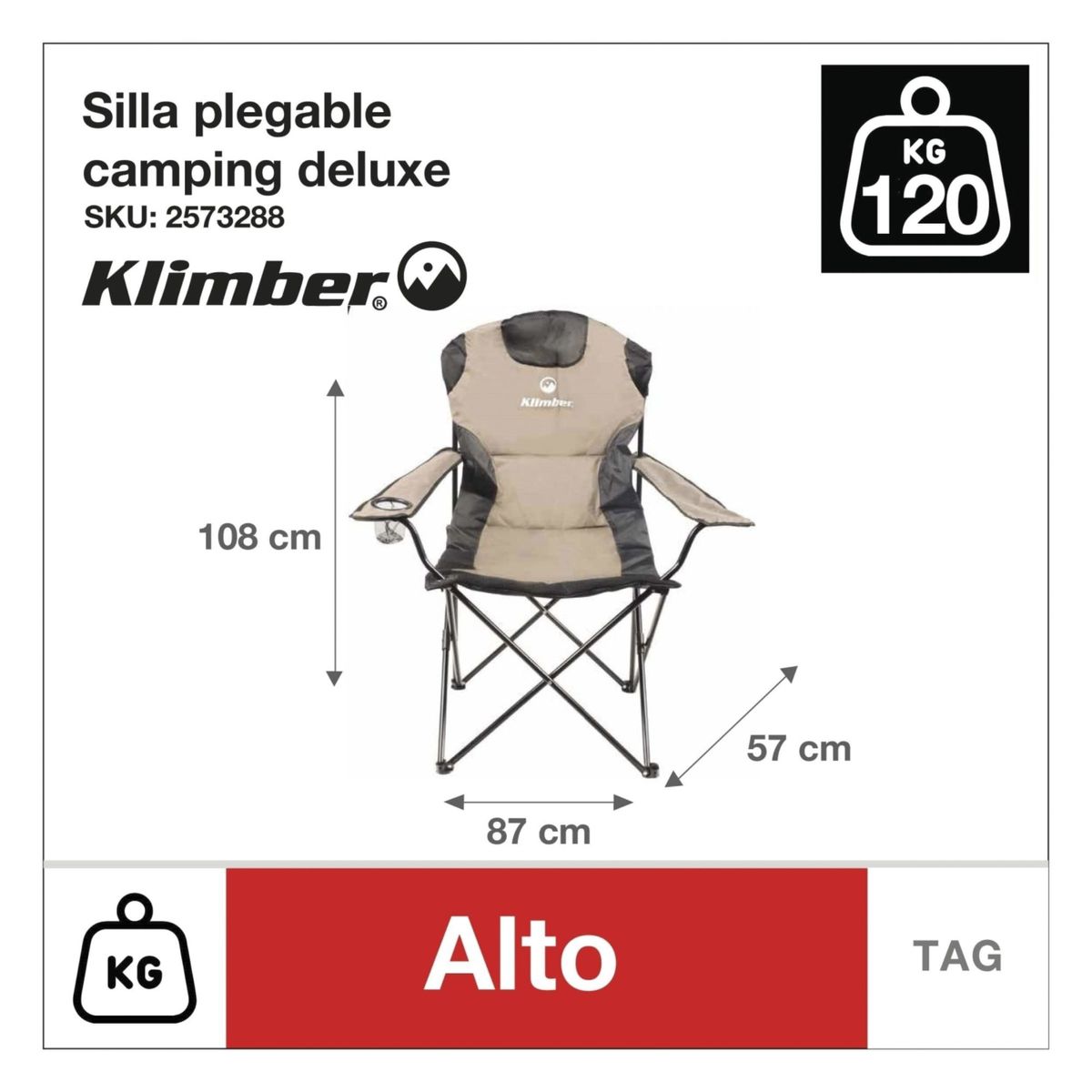 KLIMBER - Silla plegable de camping