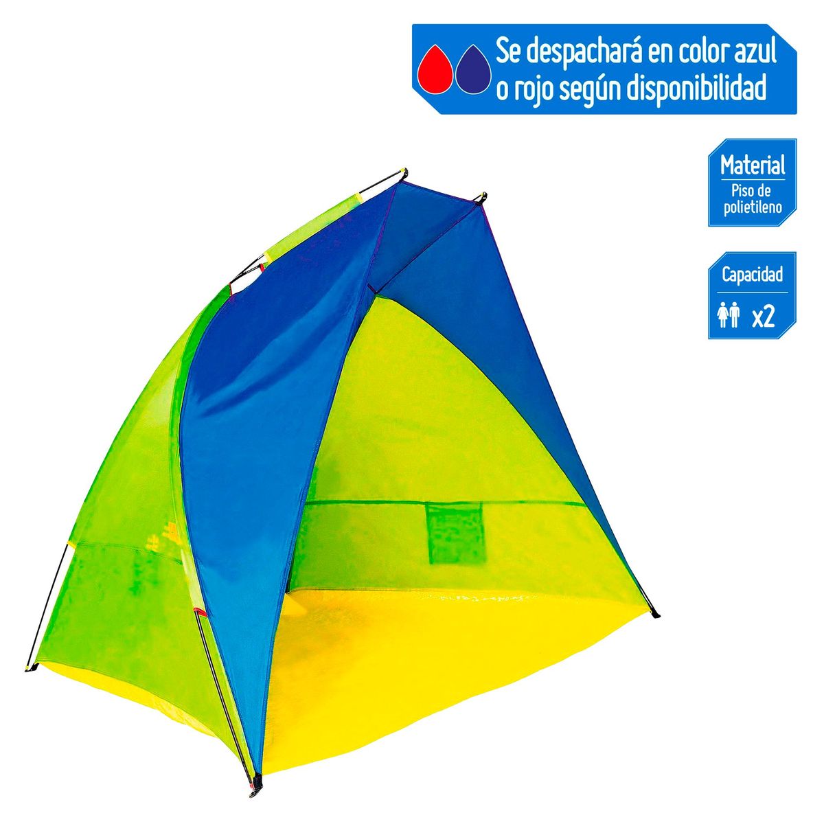 KLIMBER - Carpa Para 1 Personas Modelo Paraviento Color Azul / Rojo
