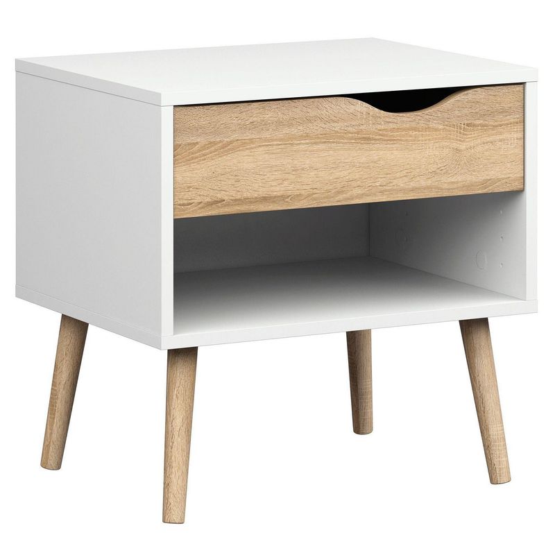 TVILUM - Velador 1 Cajón Oslo Blanco