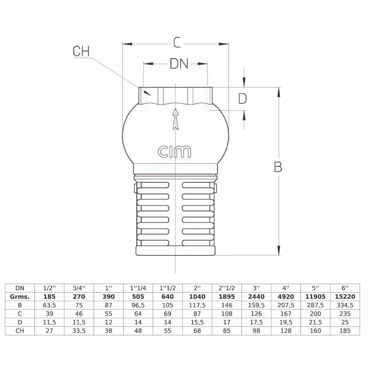 CIM - Válvula Check con Canastilla 1 1/2"
