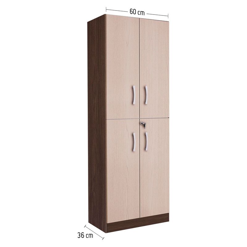 GENIALFLEX - Ropero 4 puertas Multiuso Chocolate/Ártico