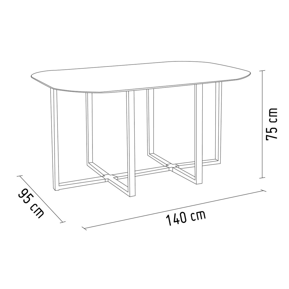 JUST HOME COLLECTION - Juego de comedor Pizza 7 Personas Negro