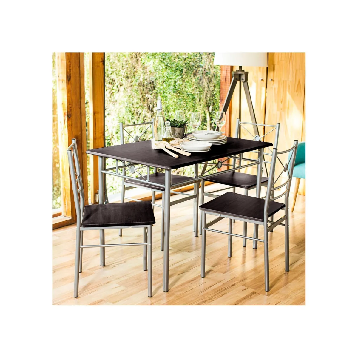 CASA BONITA - Juego de Comedor Brasilia 4 Sillas Wengue