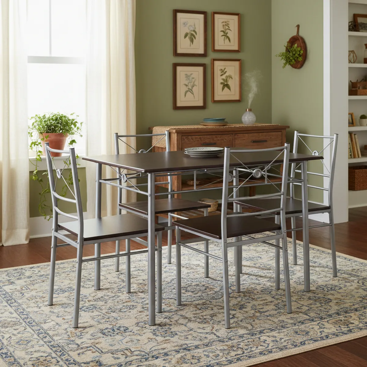 CASA BONITA - Juego de Comedor Brasilia 4 Sillas Wengue