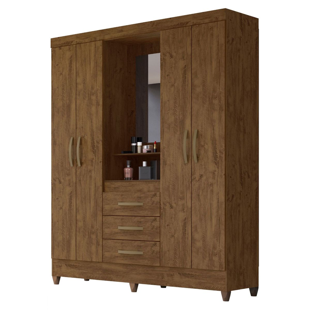 MOVAL - Ropero con Espejo 4 Puertas 3 Cajones Capri