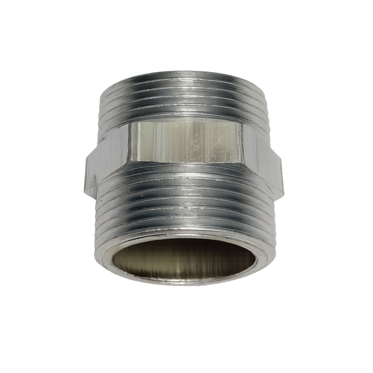 BRONZOTEK - Niple Hexagonal de bronce cromado de 1/2" x 1 1/2"