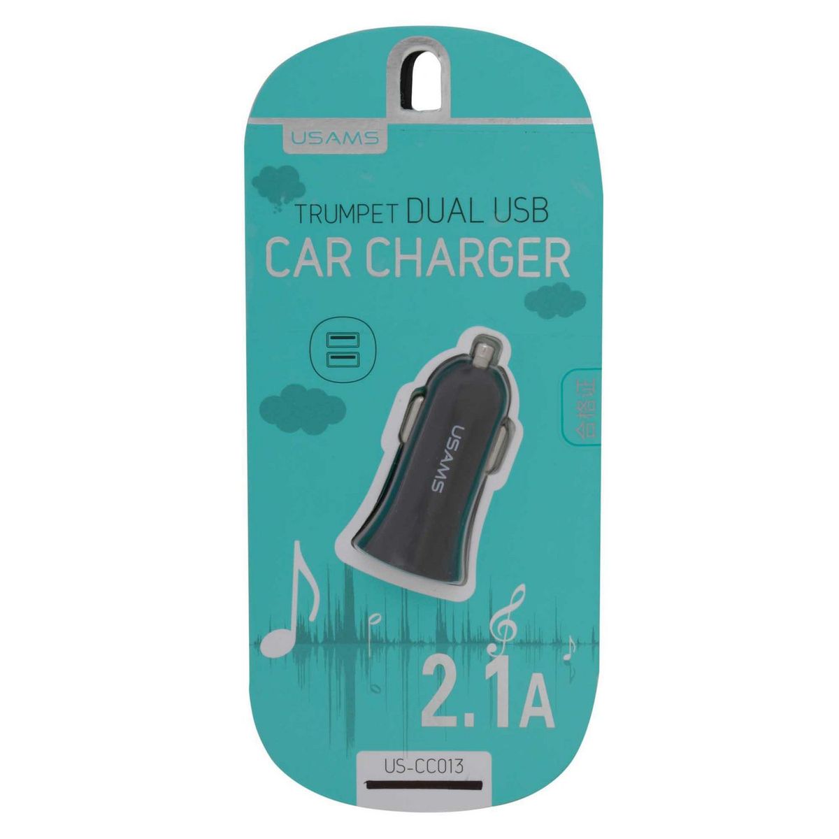 USAMS - Cargador Auto Dual 2.1 A Negro