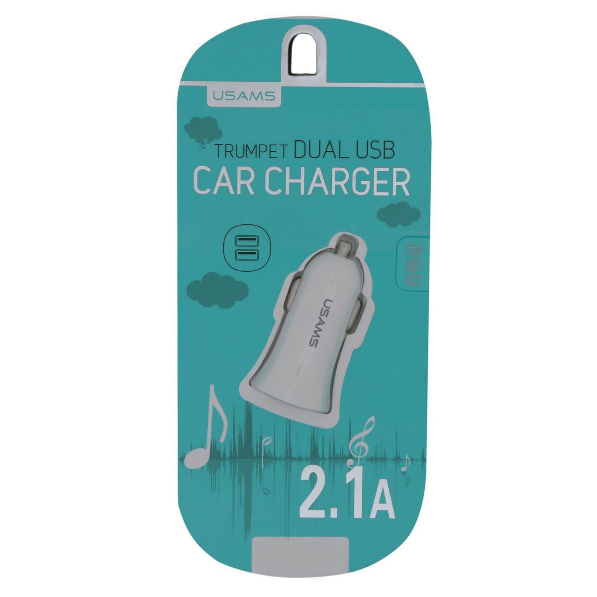 USAMS - Cargador Auto Dual 2.1A Blanco