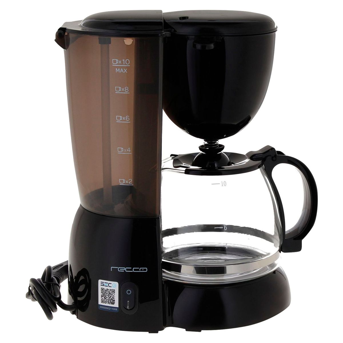 RECCO - Cafetera Recco 1.2 Lt RCF-CM4277 Negro
