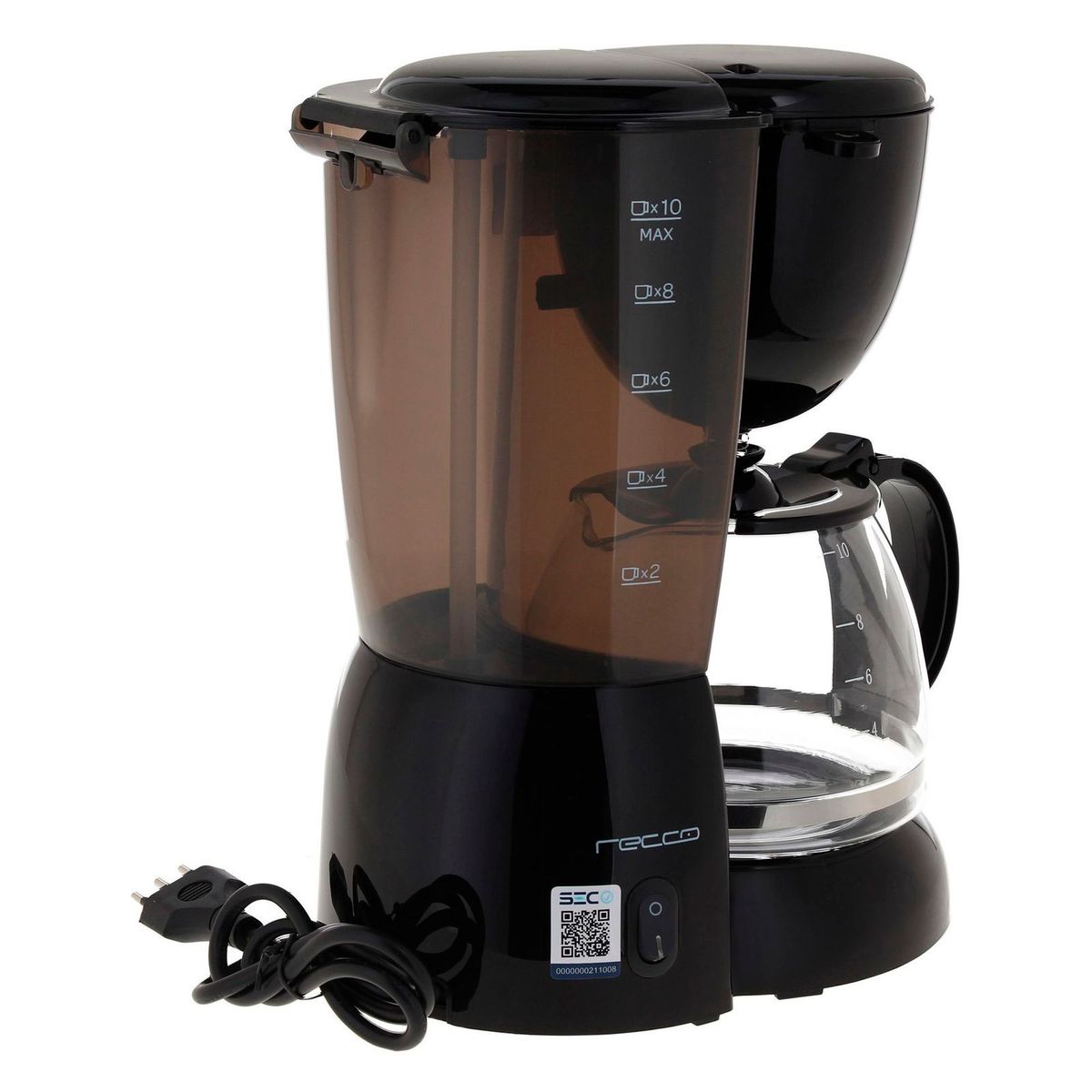 RECCO - Cafetera Recco 1.2 Lt RCF-CM4277 Negro
