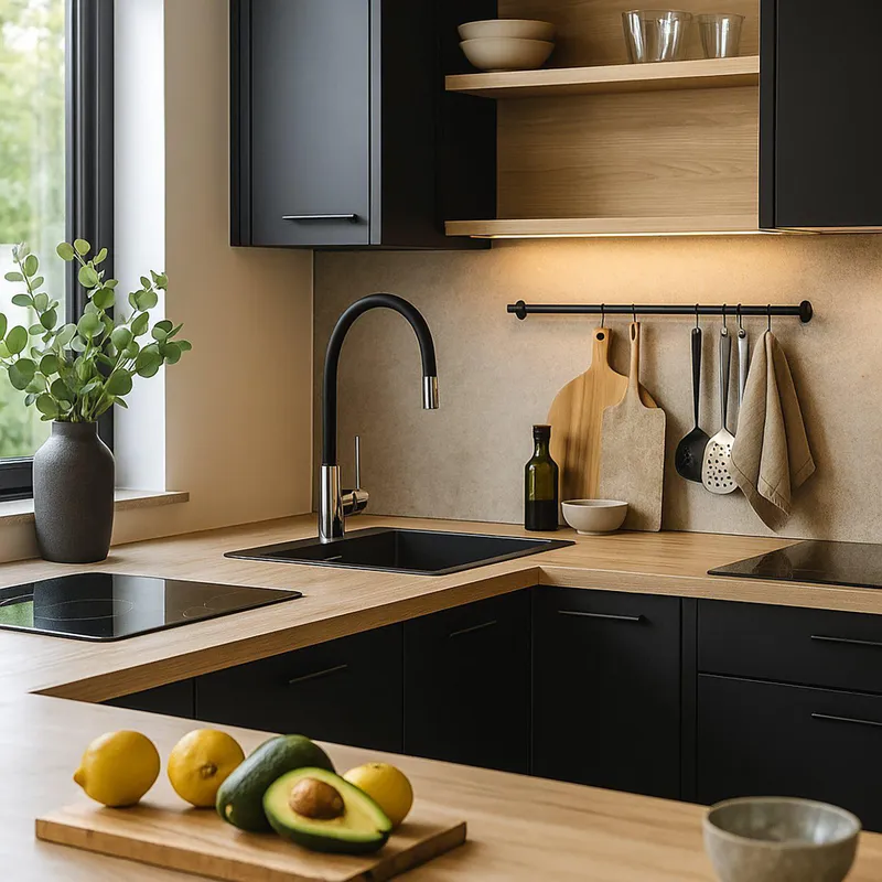 SENSI DACQUA - Grifería de Cocina Flexible Negro