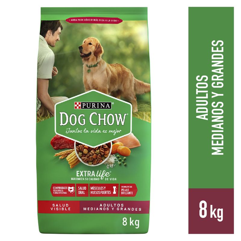 DOG CHOW - Dog Chow adultos 8kg de Pollo, maíz, carne, arroz