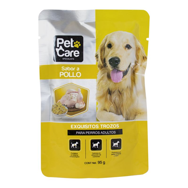 PET CARE - Trozos para perros adultos Sabor a Pollo 95gr