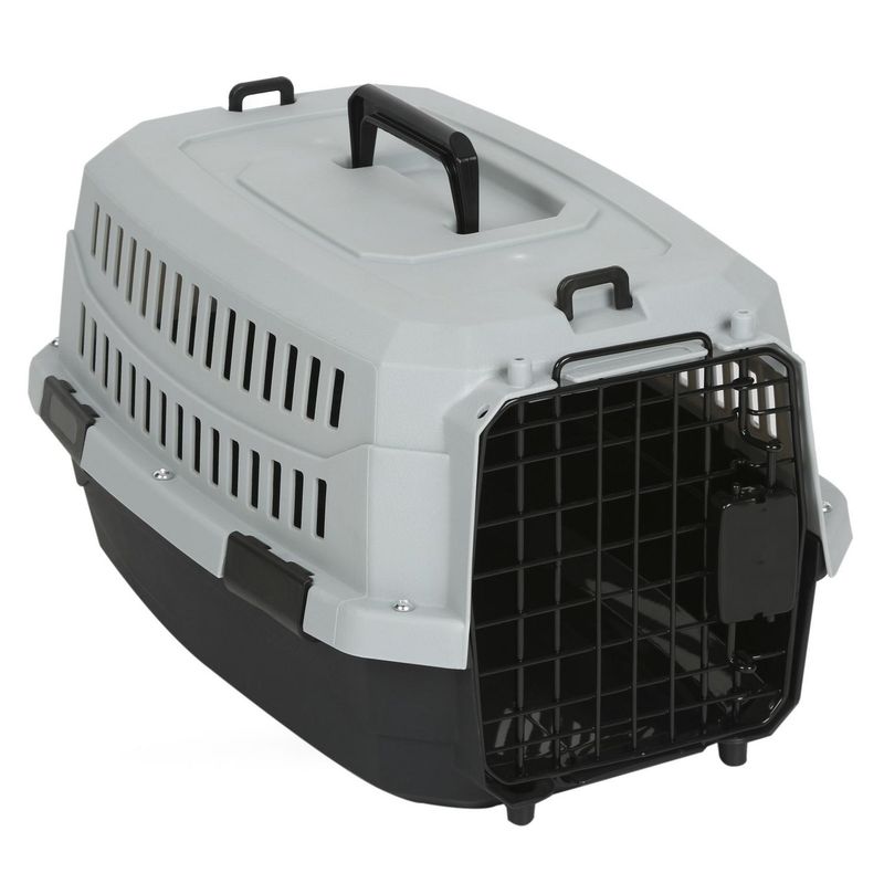 HOME TOOLS - Transportador de perros Jaula Raza Pequeña Gris 28x28x47cm
