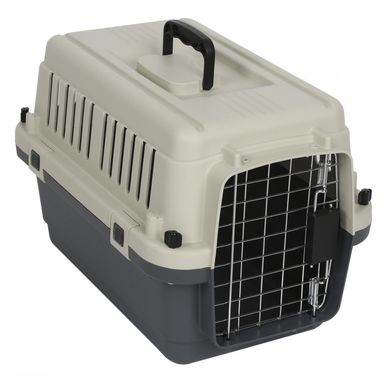 Jaula de Transporte para Perro Raza Mediana Plstico Gris 34x38x50cm
