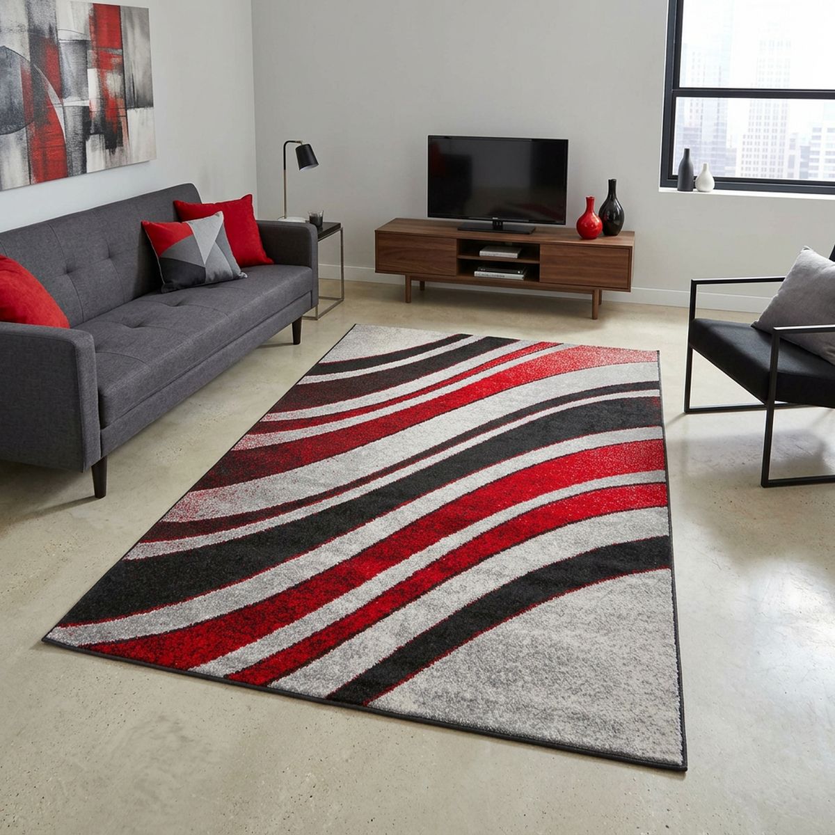 JUST HOME COLLECTION - Alfombra Rectangular Lotto Ondas 133x190cm