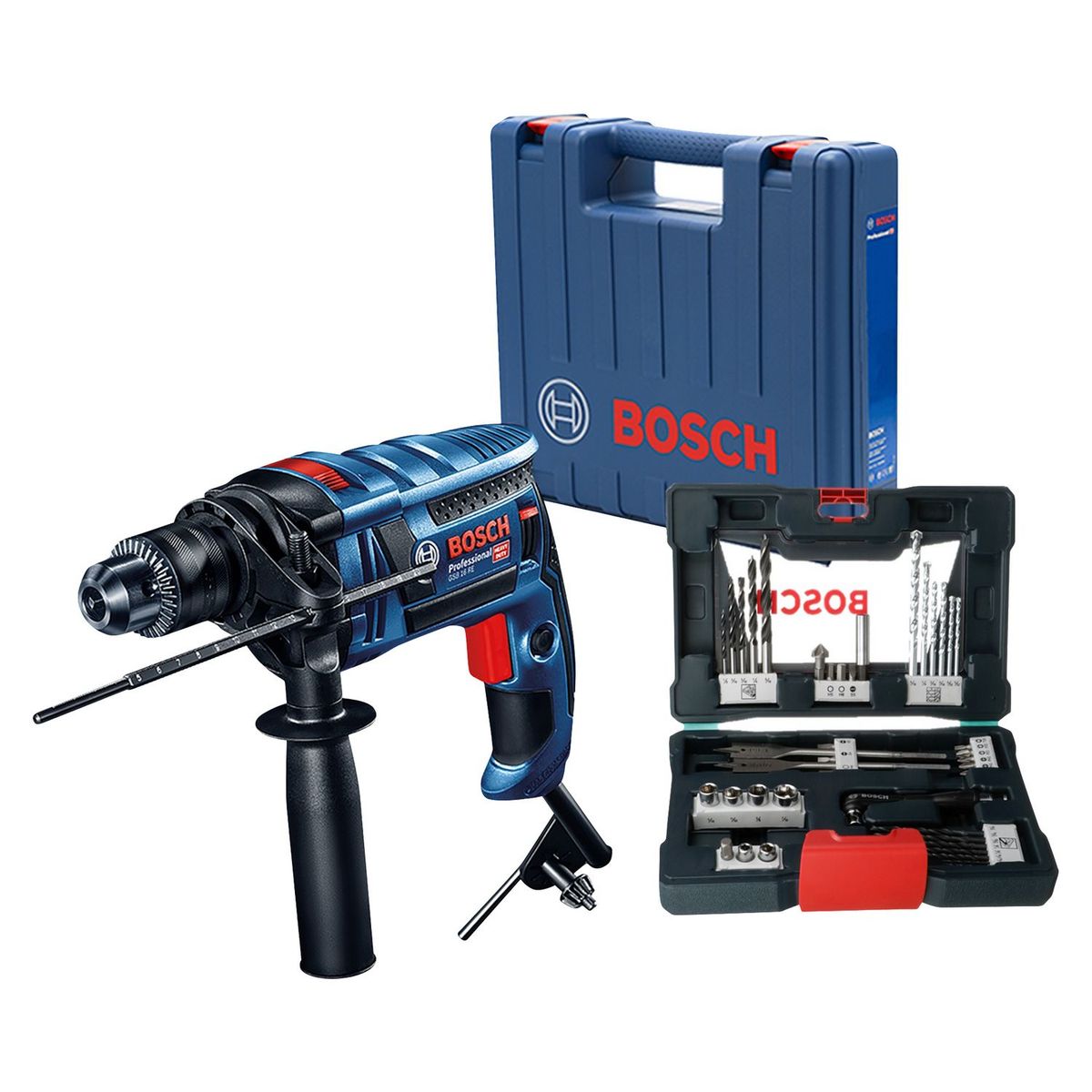 BOSCH - Taladro Percutor Eléctrico Bosch GSB 16 RE 850W + Set de 41 Accesorios + Maletín