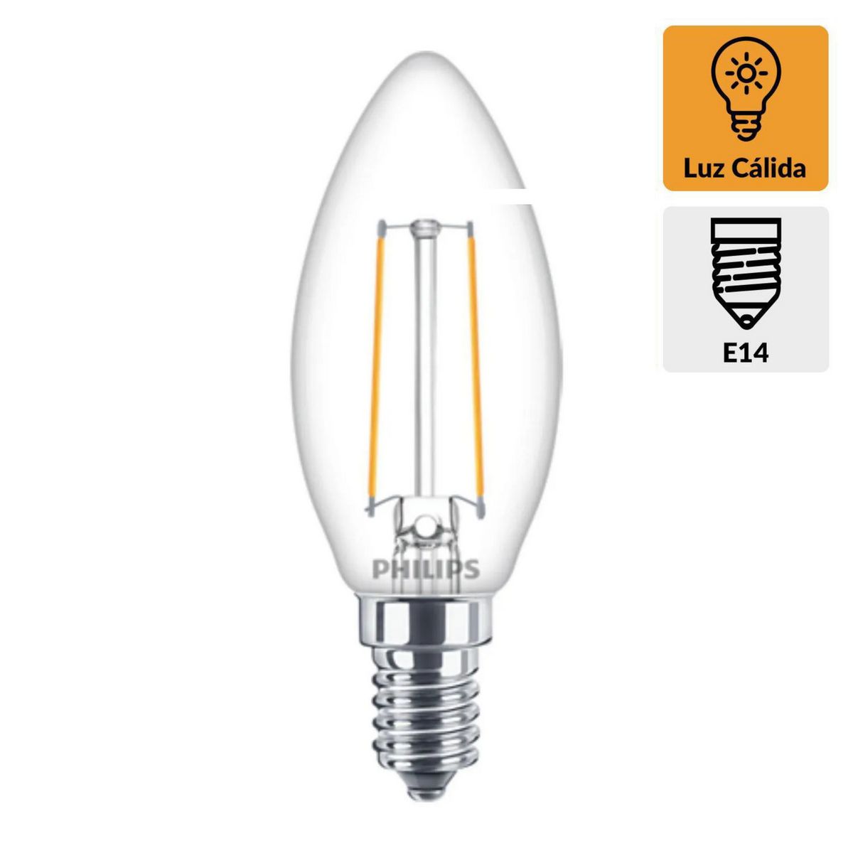 PHILIPS - Foco LED Vintage Globo E14 4W Luz Amarilla