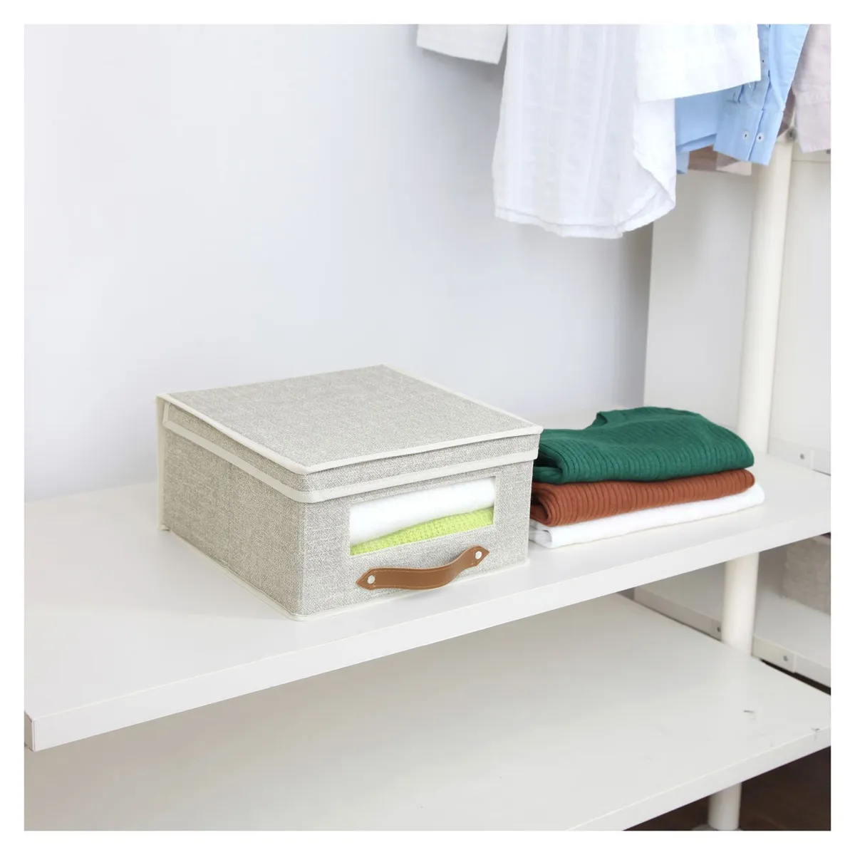 JUST HOME COLLECTION - Caja Organizadora de Tela Café 30x30x16cm