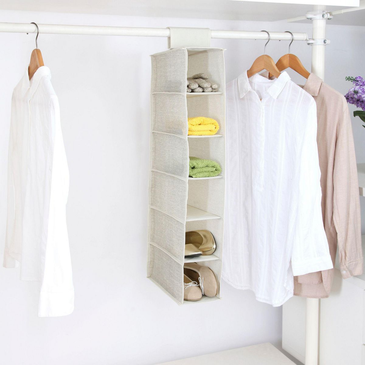 JUST HOME COLLECTION - Organizador de Tela 6 Niveles Beige 15x30x84cm