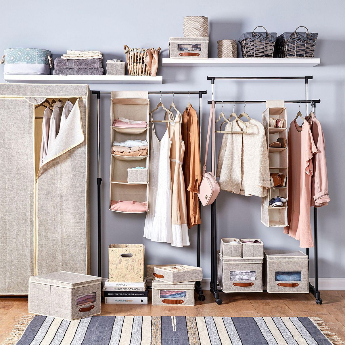 JUST HOME COLLECTION - Organizador de Tela 6 Niveles Beige 15x30x84cm