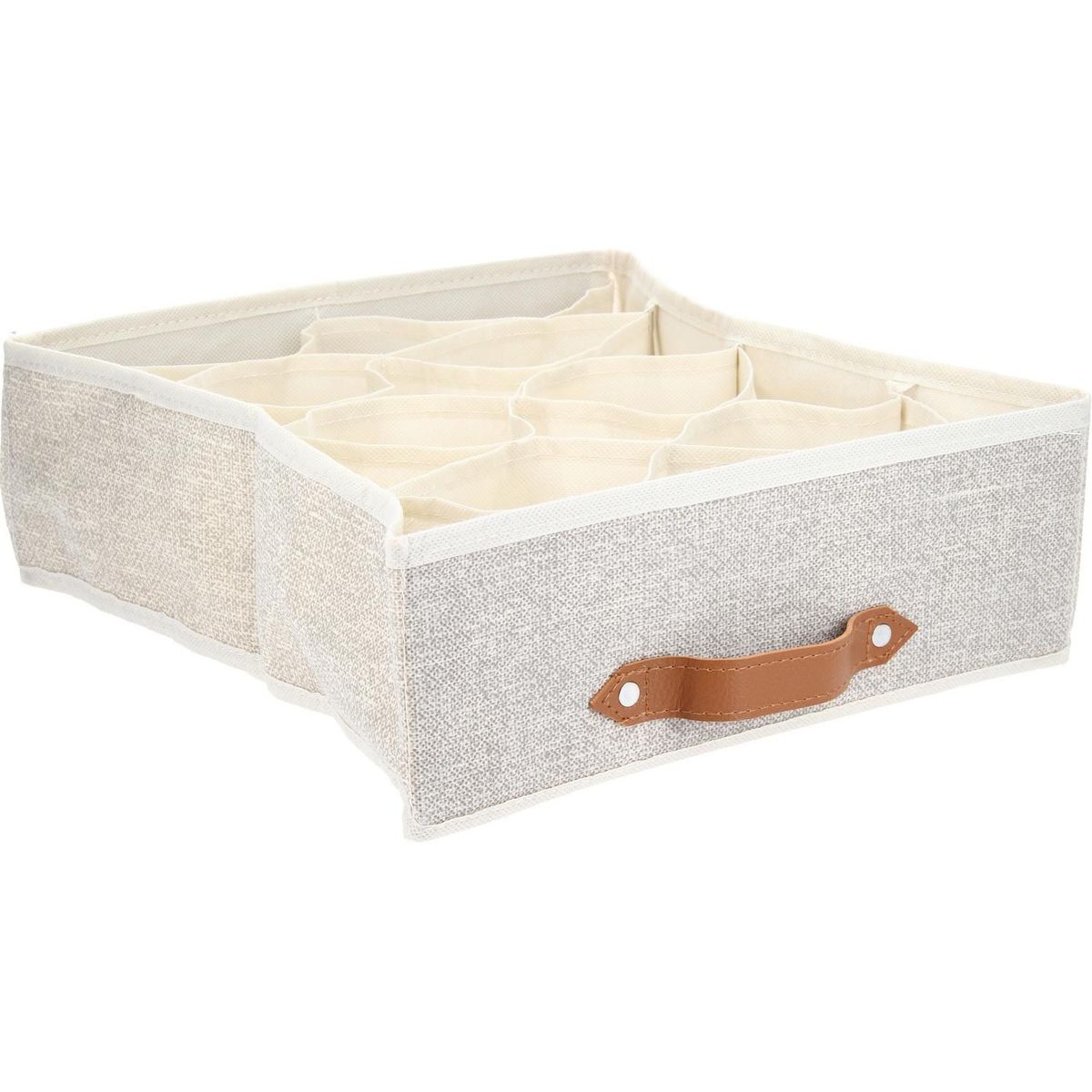 JUST HOME COLLECTION - Caja Organizadora de Tela 12 Espacios Café 40x24x 4cm