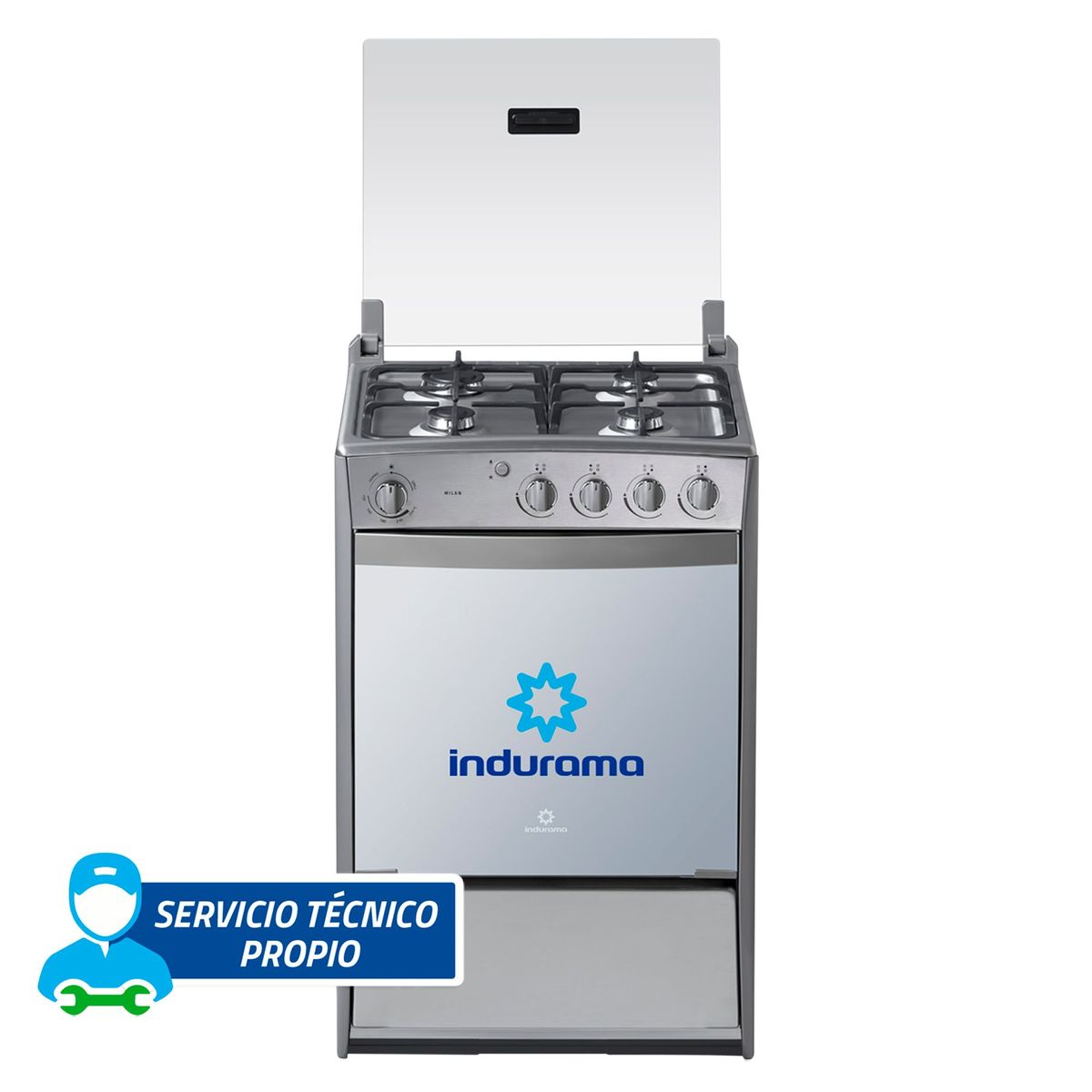 INDURAMA - Cocina Indurama a Gas 4 Hornillas Milan Quarzo Croma
