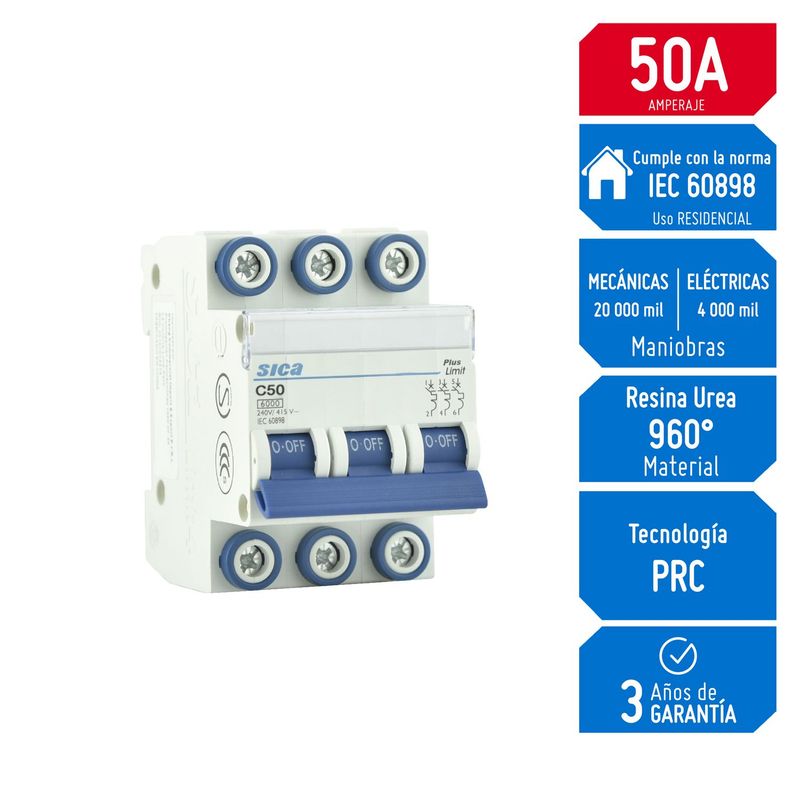 SICA - Interruptor Termomagnético 3x50A Sica