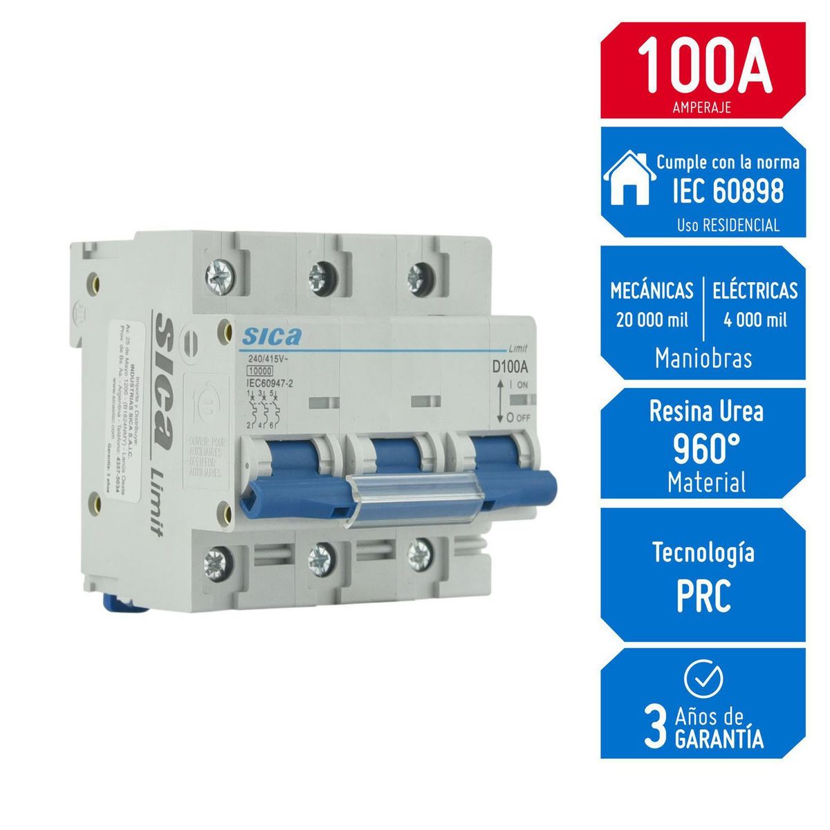 SICA - Interruptor Termomagnético 3x100A Sica