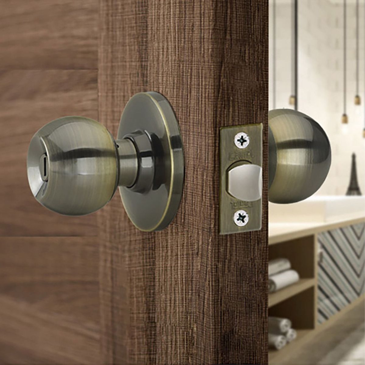 CANTOL - Cerradura de Pomo Baño Bronce Antiguo