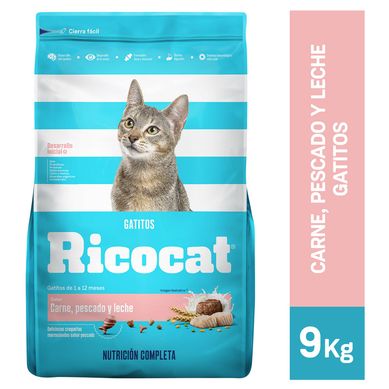 Ricocat Cachorros Alimento para Gatos 9 kg Sabor Pescado/Leche 
