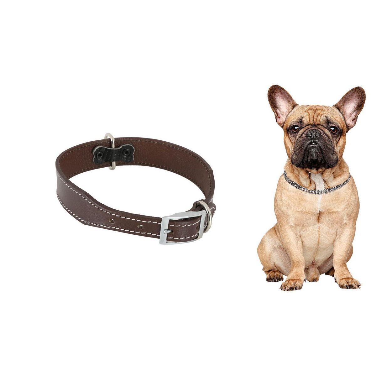 ACCECAN - Collar de Cuero M Marrón