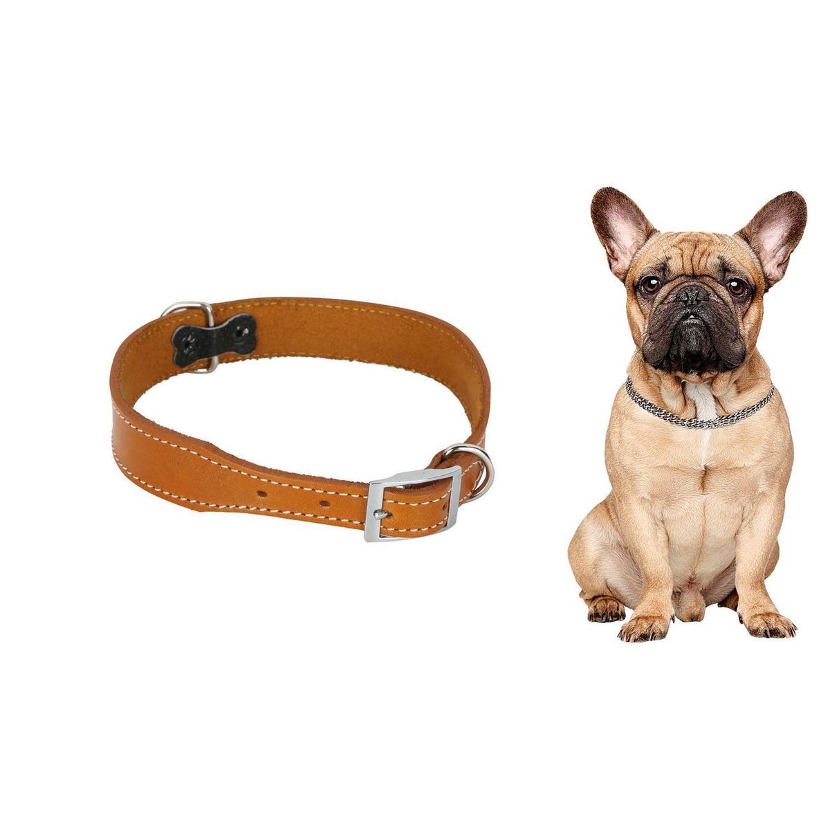 ACCECAN - Collar de cuero L natural