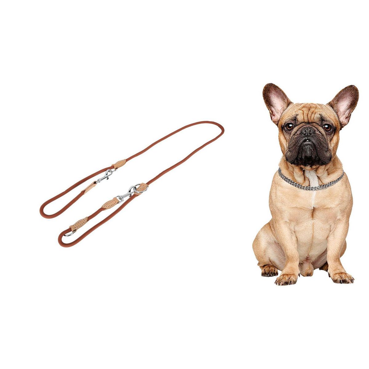 ACCECAN - Soga/Correa Doble para Perros Raza Mediana Marrón
