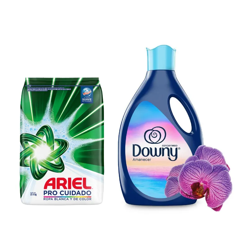  - Detergente Regular 4Kg + Suavizante Downy Amanecer 2.6L