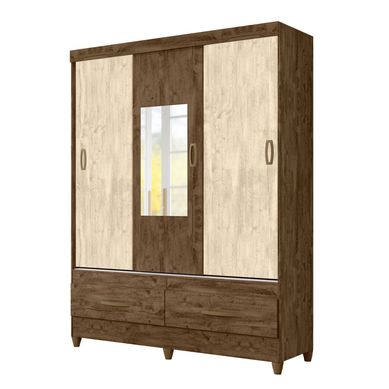 Ropero con Espejo 3 Puertas Corredizas 2 Cajones Suecia