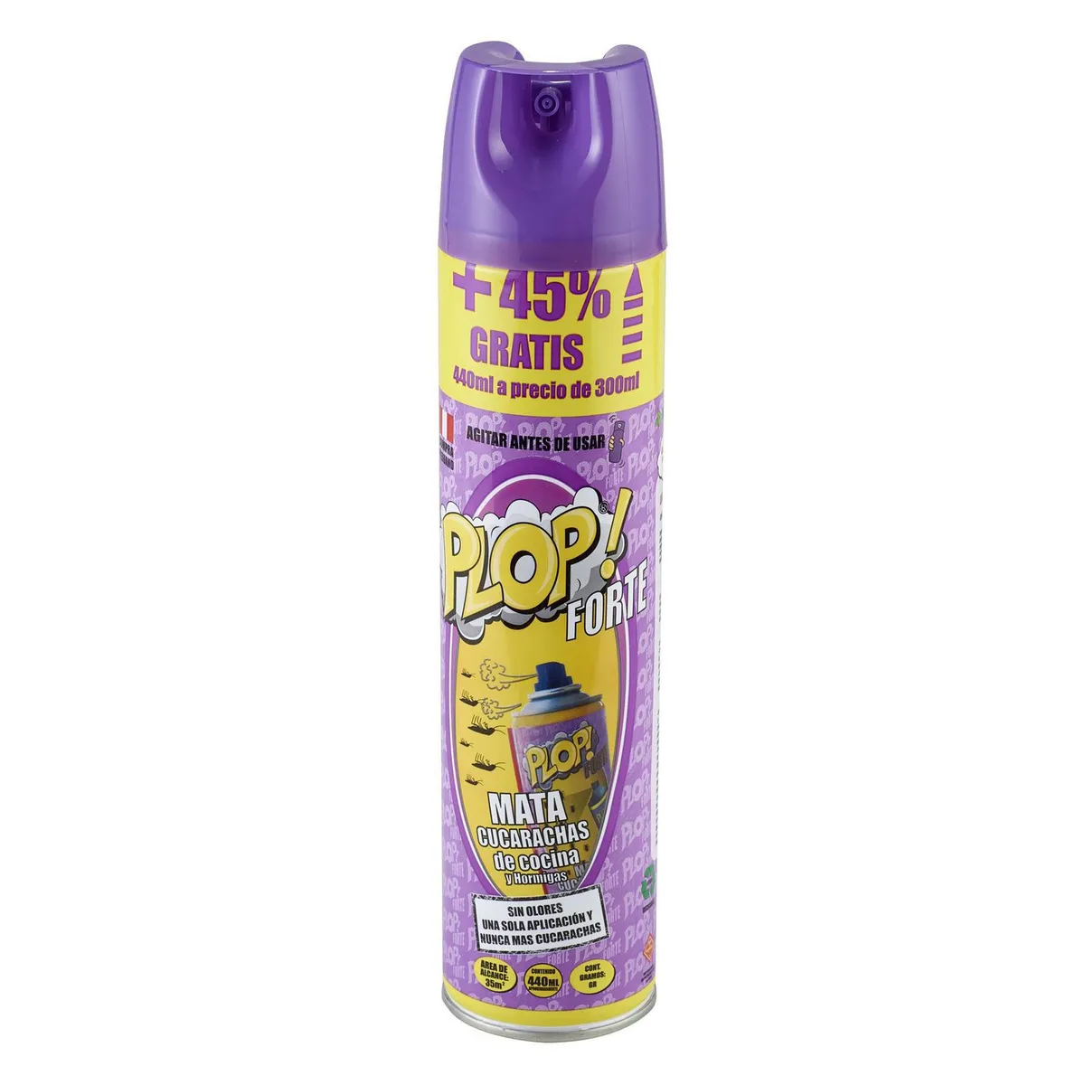 PLOP - Líquido Insecticida Mata Cucarachas Forte en Aerosol 440 ml Plástico