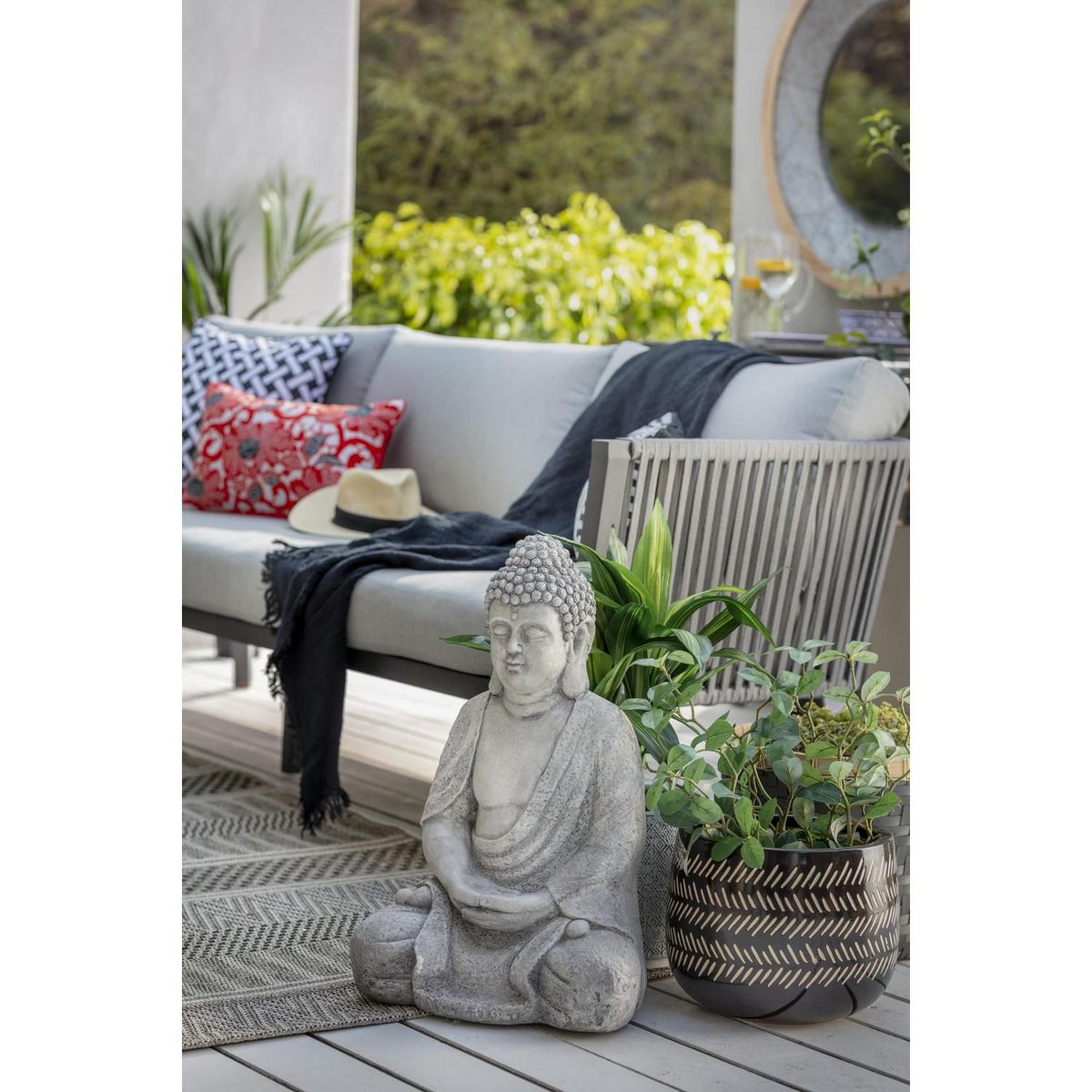 JUST HOME COLLECTION - Budha Meditando Decorativo Resina Gris 38.5x59x28cm