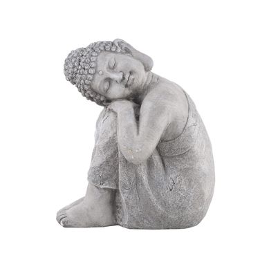 Budha Reposando Decorativo Resina Gris 40x48x30cm