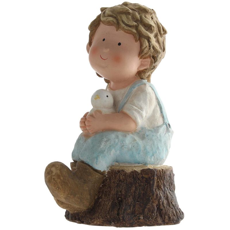 JUST HOME COLLECTION - Niño con Pajaro Decorativo Resina 26x41x19cm