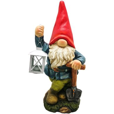 Duende Con Farol Decorativo Resina 20x46x23cm