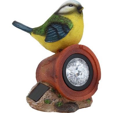 Pajaro Con Luz Solar Decorativo Poliresina Multicolor 17cm