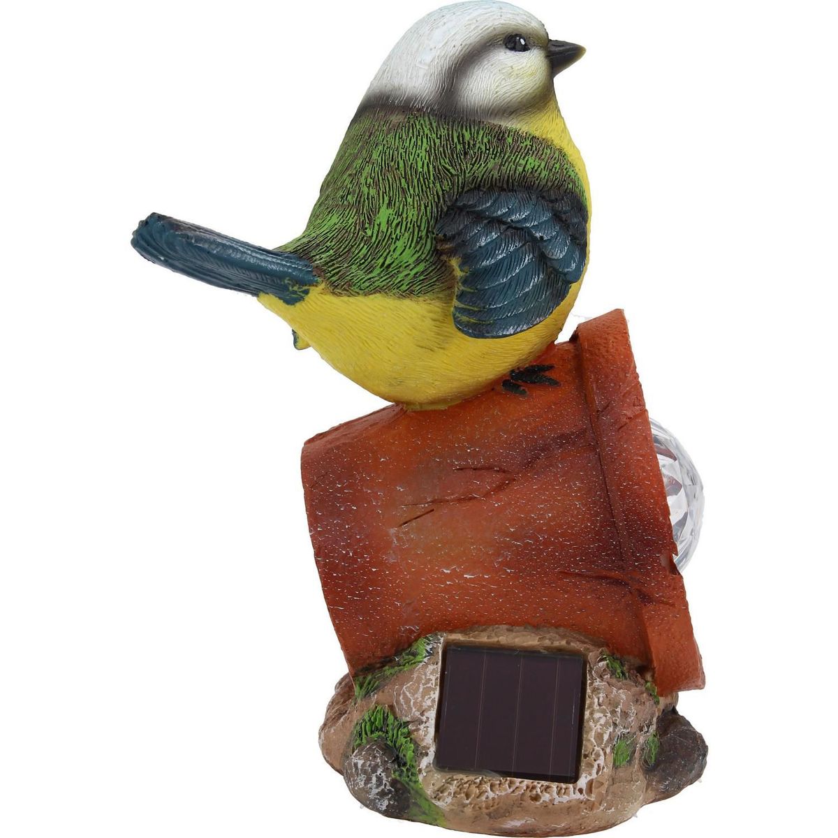 JUST HOME COLLECTION - Pajaro Con Luz Solar Decorativo Poliresina Multicolor 17cm