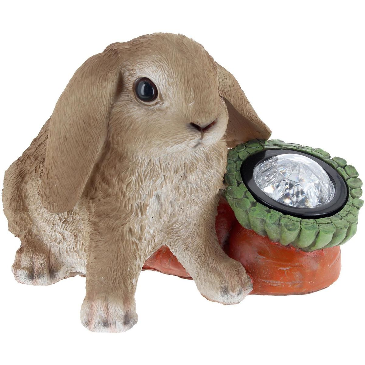 JUST HOME COLLECTION - Conejo Con Luz Solar Decorativo Poliresina Multicolor 15cm