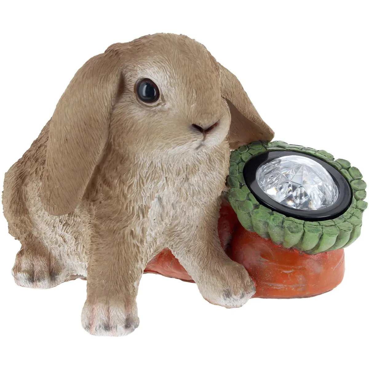 JUST HOME COLLECTION - Conejo Con Luz Solar Decorativo Poliresina Multicolor 15cm