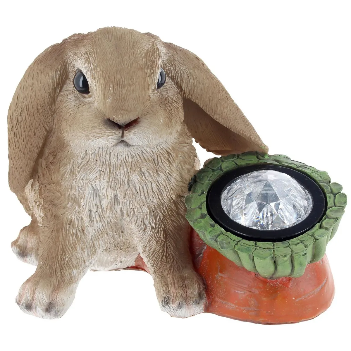 JUST HOME COLLECTION - Conejo Con Luz Solar Decorativo Poliresina Multicolor 15cm